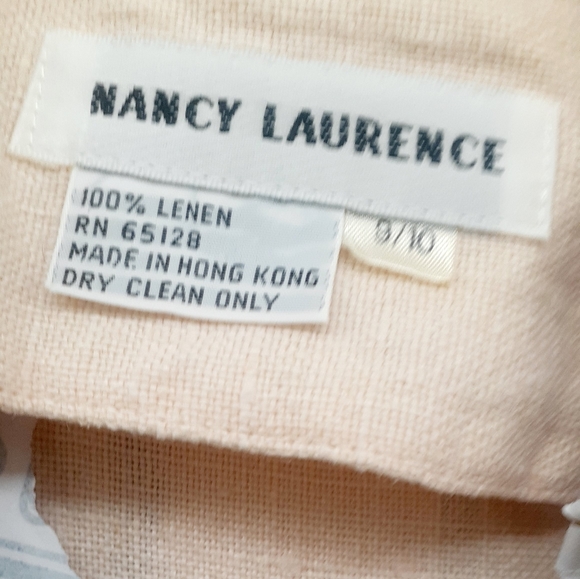 TRUE VTG 80's PINK Linen Blazer jeweled Jacket Nancy Laurence blazer size 9 / 10 - Picture 10 of 11